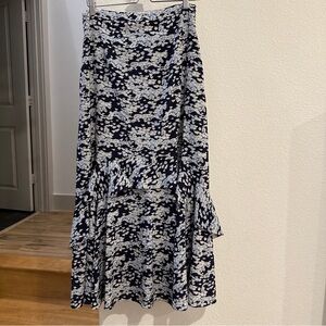 Tory burch  floral silk long ruffle skirt